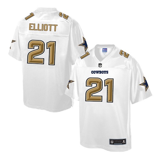 Men's Game Ezekiel Elliott Nike Jersey White - #21 Pro Line Fashion NFL Dallas Cowboys